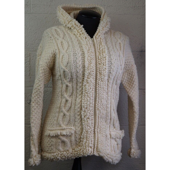 Native Knit Womens Hooded Sweater 100% Wool Made in Ecuador Size M / L - Picture 2 of 13